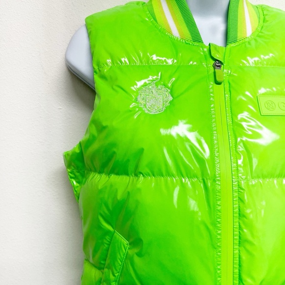 GFore Womens Neon Green Circle Gs Coated Nylon Quilted Puffer Golf Vest Size XS - Picture 7 of 16